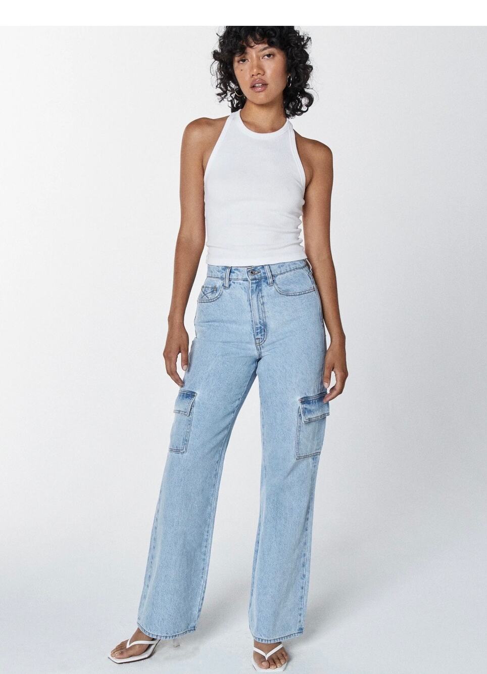 Unpublished “Jolene” light wash High-Rise Cargo Relaxed Flare